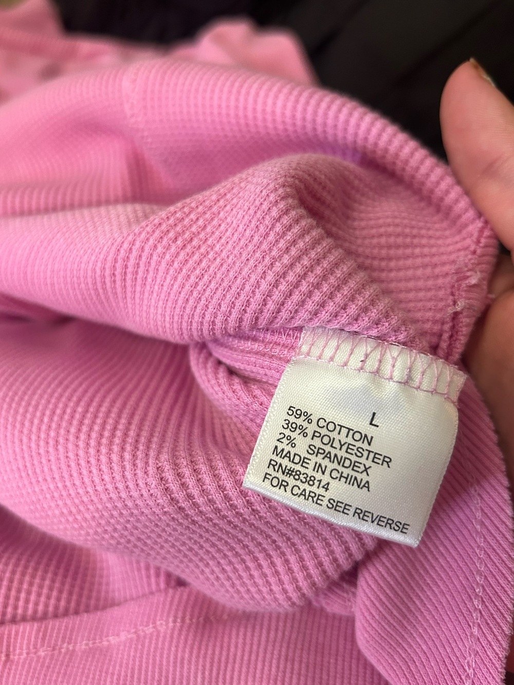 Sunnyside by Sundry pink waffle knit crewneck top - Picture 3 of 8